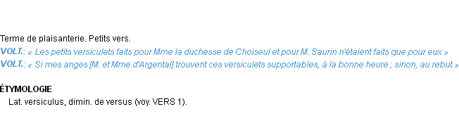 Définition versicules ou versiculets Emile Littré