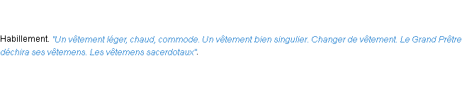Définition vêtement ACAD 1798