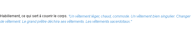 Définition vêtement ACAD 1835