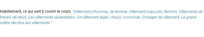 Définition vêtement ACAD 1932