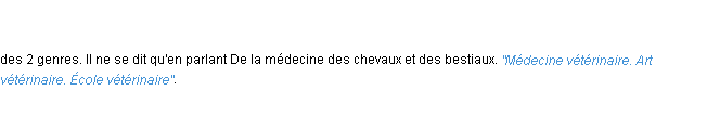 Définition vétérinaire ACAD 1798