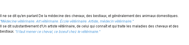 Définition vétérinaire ACAD 1835