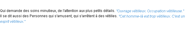 Définition vétilleux ACAD 1932
