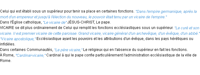 Définition vicaire ACAD 1932