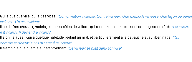 Définition vicieux ACAD 1798