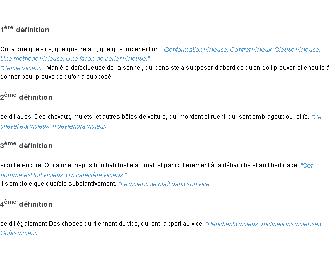 Définition vicieux ACAD 1835