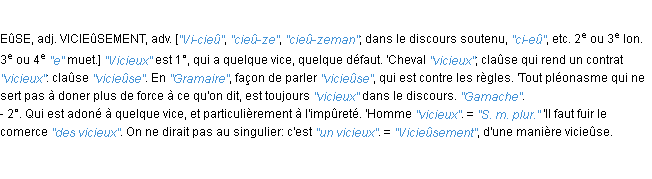 Définition vicieux JF.Feraud