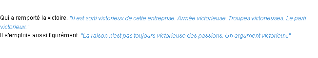 Définition victorieux ACAD 1932