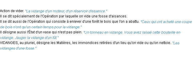 Définition vidange ACAD 1932