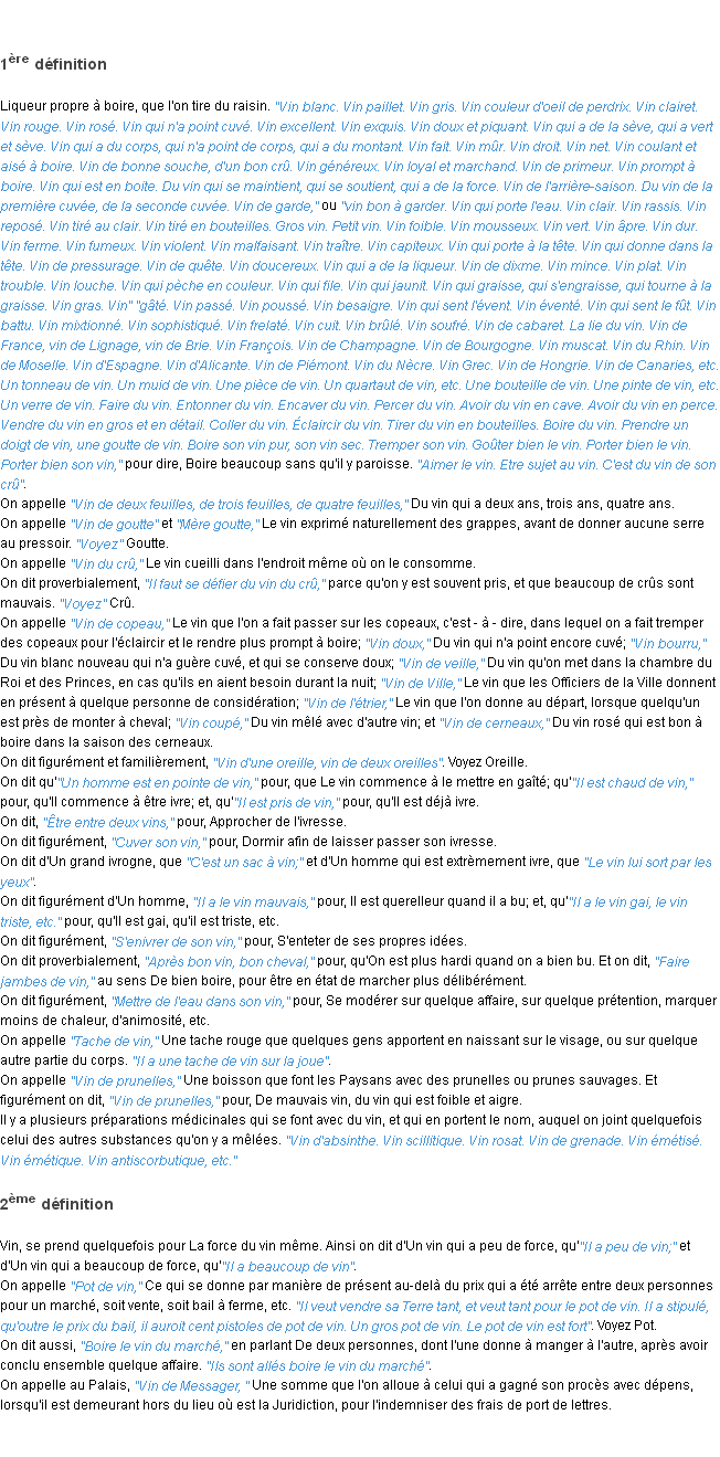 Définition vin ACAD 1798