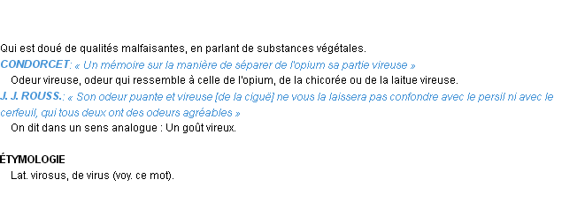 Définition vireux Emile Littré