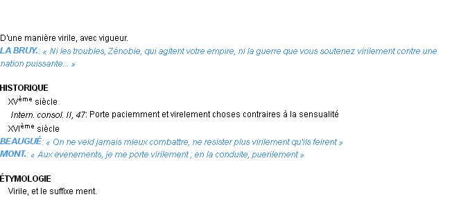 Définition virilement Emile Littré