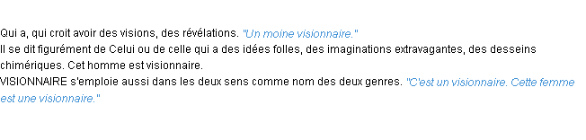 Définition visionnaire ACAD 1932