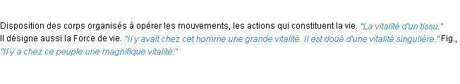 Définition vitalité ACAD 1932