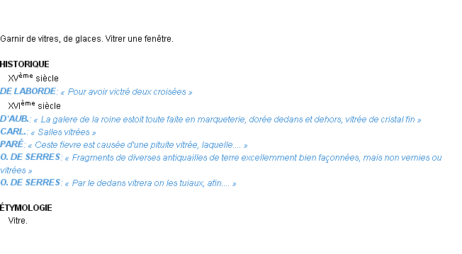 Définition vitrer Emile Littré