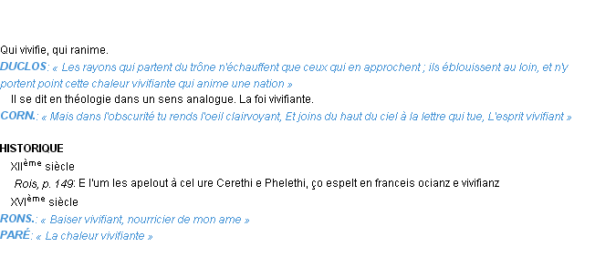 Définition vivifiant Emile Littré