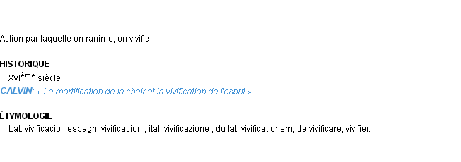 Définition vivification Emile Littré