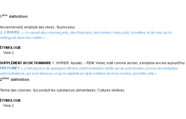 Définition vivrier Emile Littré