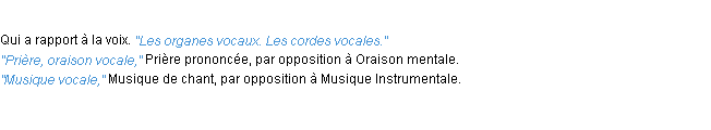 Définition vocal ACAD 1932