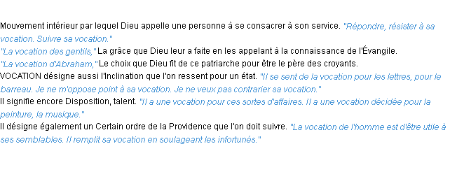 Définition vocation ACAD 1932