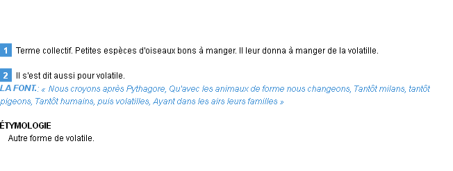 Définition volatille Emile Littré