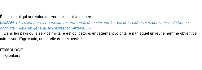 Définition volontariat Emile Littré