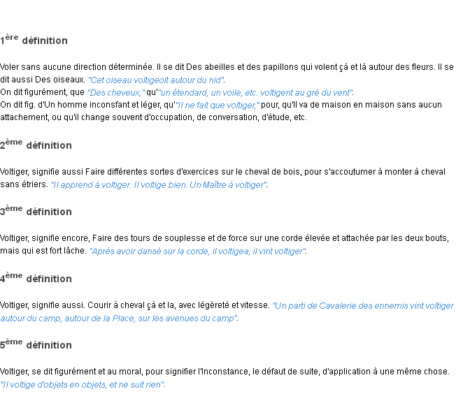 Définition voltiger ACAD 1798