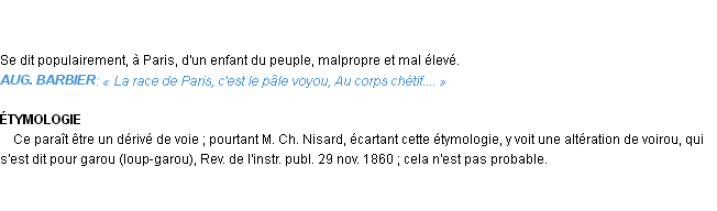 Définition voyou Emile Littré