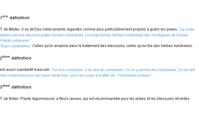 Définition vulnéraire ACAD 1835