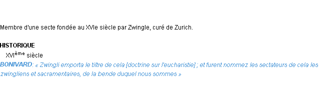 Définition zwinglien Emile Littré