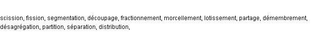 synonymes de fragmentation